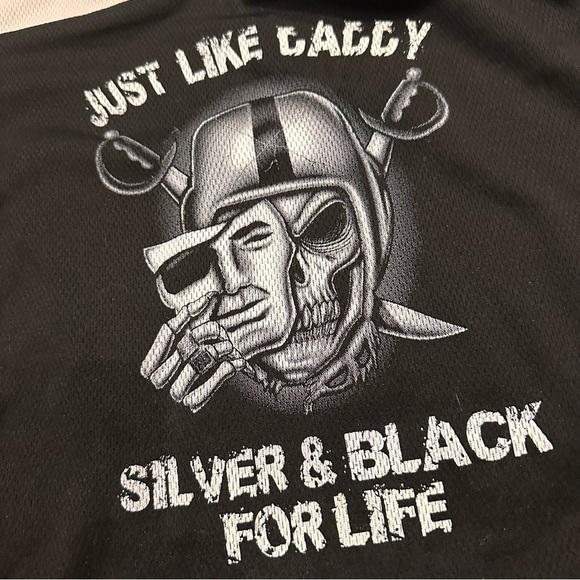 Las Vegas Raiders Nation Silver & Black for Life Jersey Black Mesh Youth Sz M - Picture 2 of 6